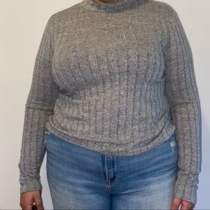 PLUS SIZE Grey Mock-neck Long sleeve top